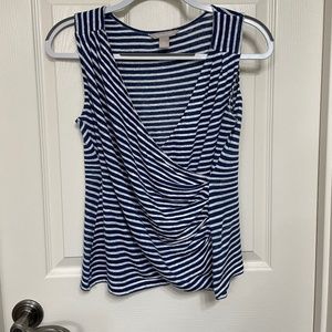 Banana Republic Striped Linen Sleeveless Wrap top